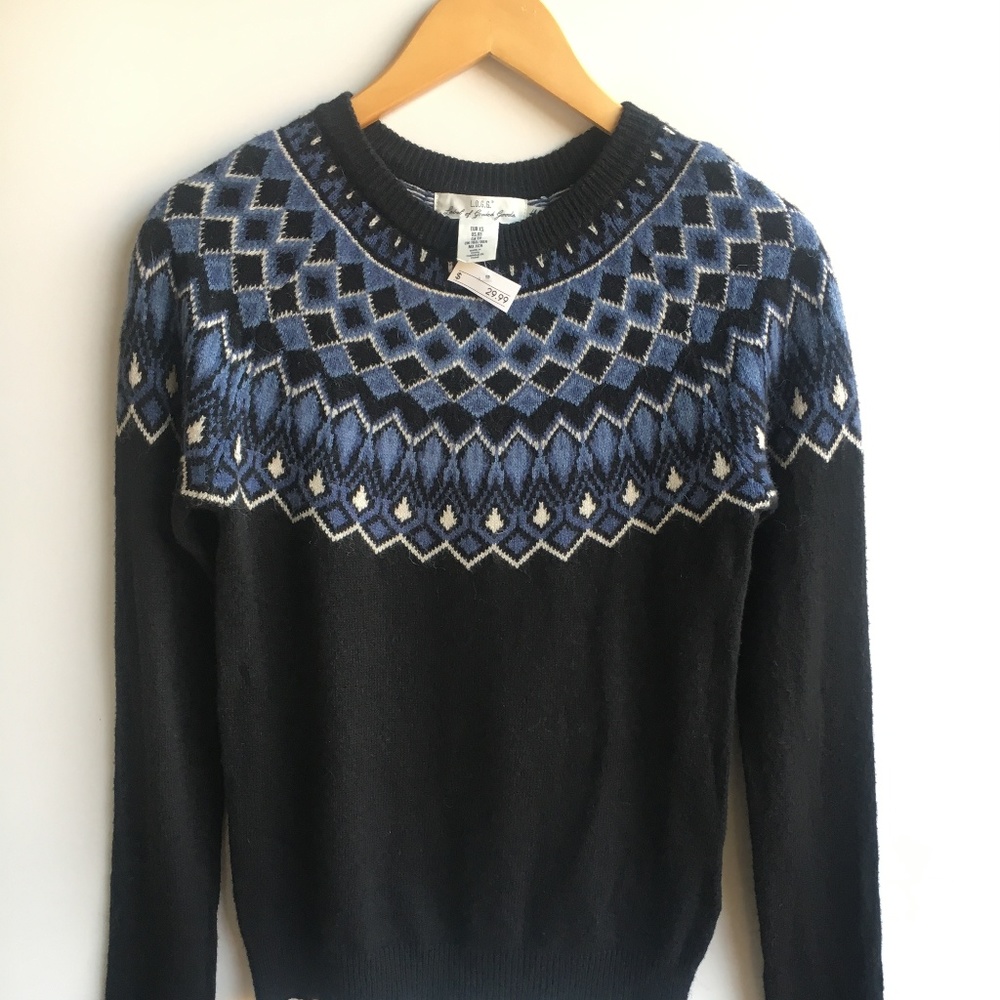 NWT H&M L.O.G.G. Black Fairisle Sweater